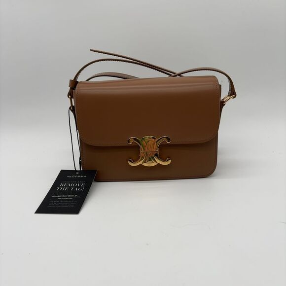 Celine Handbags - Celine Bronze Calfskin Teen Triomphe Bag